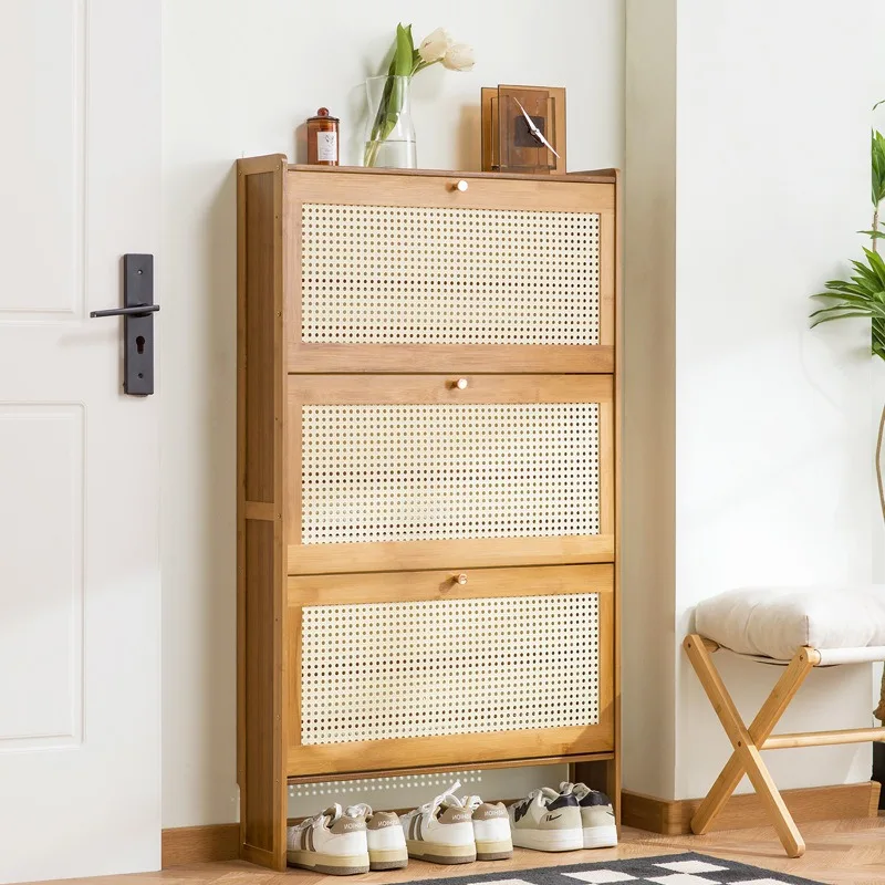 Ultra-thin shoe cabinet household door tipping bucket shoe rack large-capacity entrance door