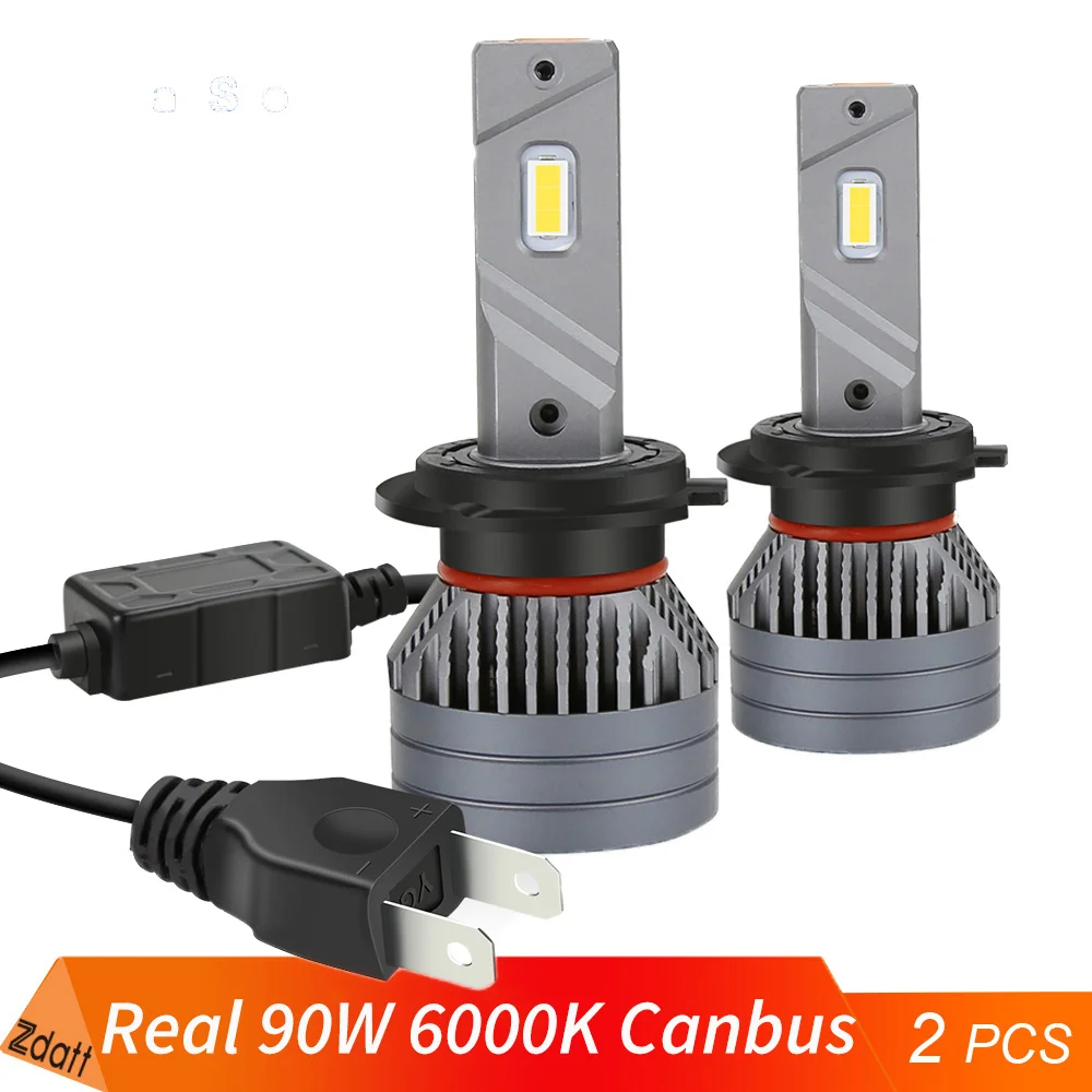 

Светодиодные фары Zdatt h7 led Canbus, автомобильная фара Super HB4 H11 H4 H1 9012 HB3 9005 H8 Real 90 Вт 6000K лм 12 В 24 В, автомобильная лампа для грузовика