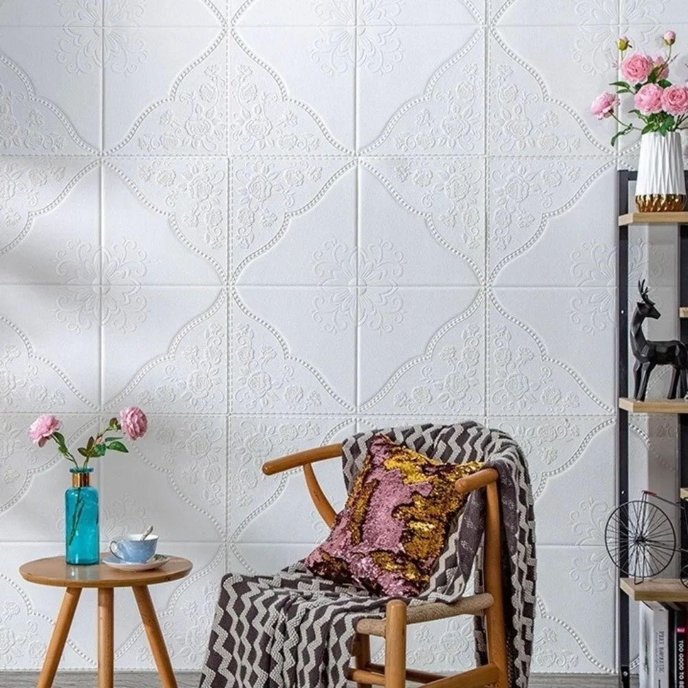 4Pcs 35*35cm 3D Wall Stickers Moisture-proof Waterproof Background Decoration Self-adhesive Peel and Stick Wallpaper Home Decor