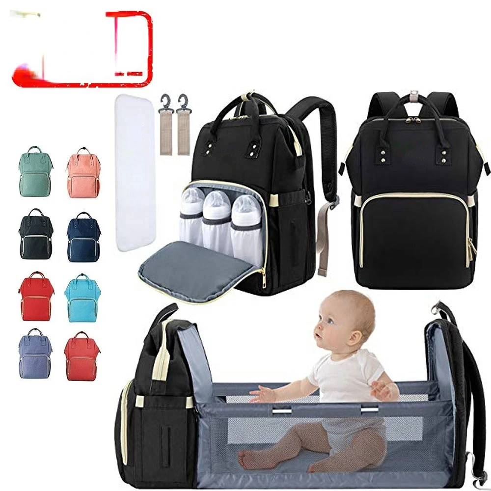 FREE SAMPLE custom large Portable folding stroller mummy travel bed diaper nappy bag diaper backpack baby bags baby diaper bag