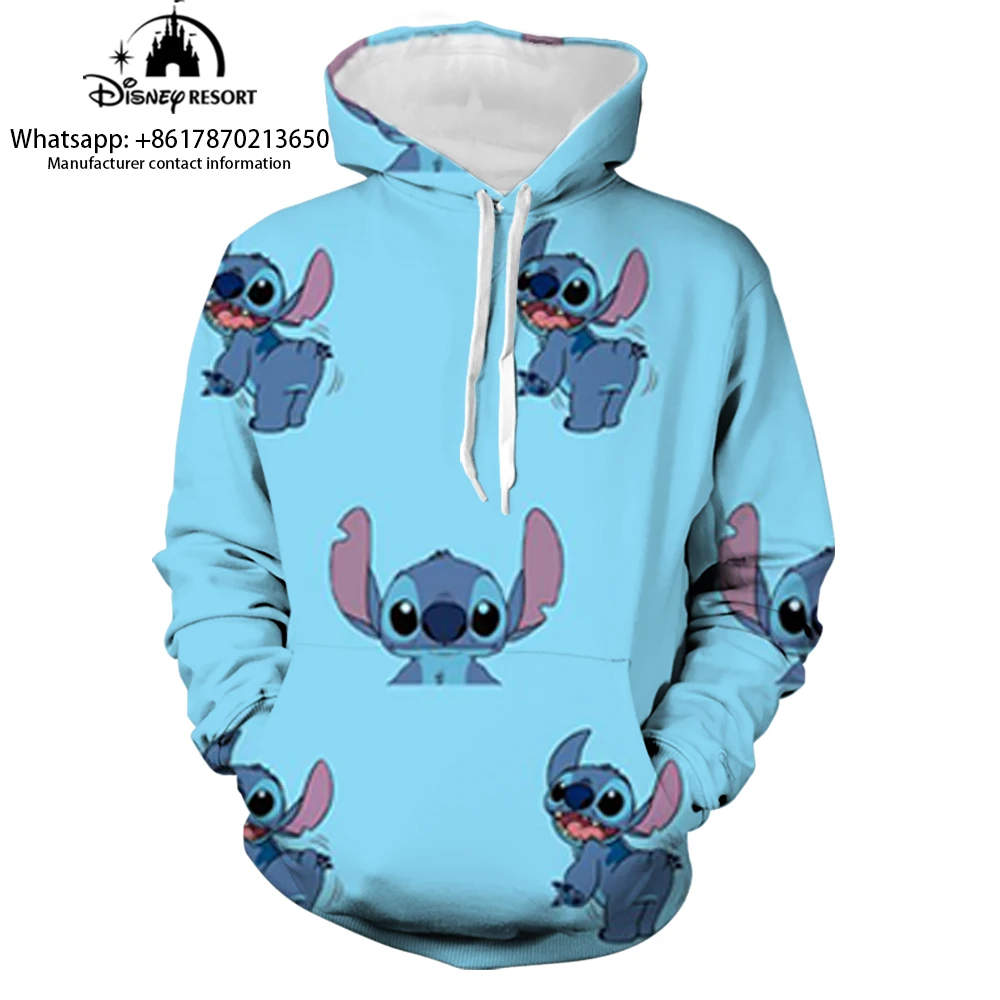 Stitch Anime Fashion Men Spring 2024 New 3D Printed Kids Hoodies Women\'s Tops Street Style Casual Hoodies y2k