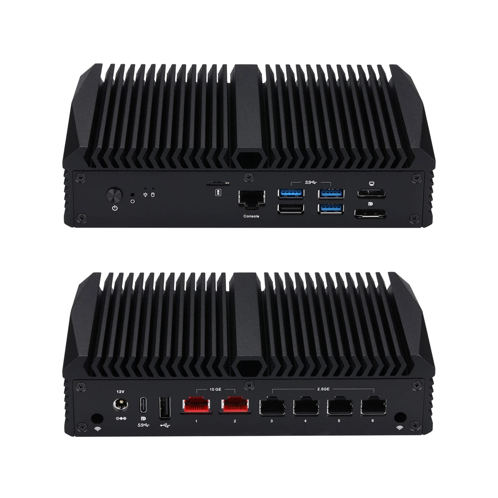 Qotom Mini PC Intel N100/ N305, 2x 10G Marvell AQC113 & 4x Intel I226V 2.5G LAN, DDR5 Router Appliance for OpenWrt/ Linux
