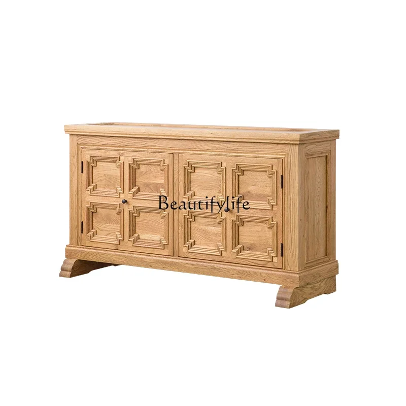 

13American rural light luxury retro old solid wood oak TV cabinet