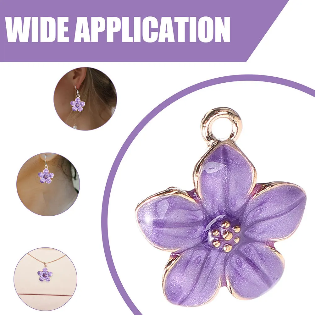 20 pçs mini esmalte flor encantos bonito pequeno flor de cerejeira pingentes para diy jóias fazendo pulseiras colares chaveiros