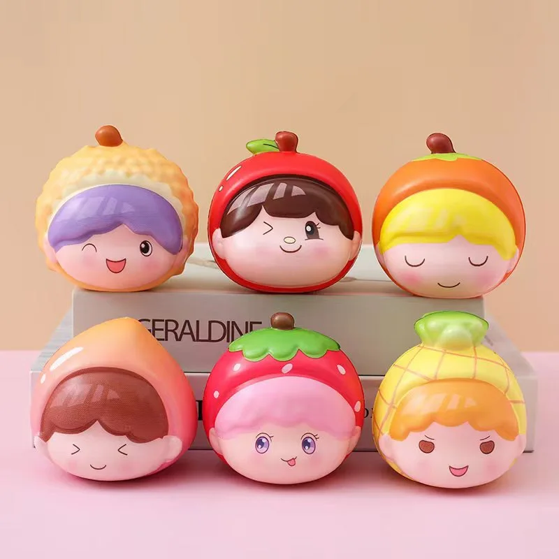 6 Types of Cartoon Fruit PU Slow Rebound Toys Cute Fruit Dolls Finger Pinch Pressure Release Props Kids Relax Interactive Toys