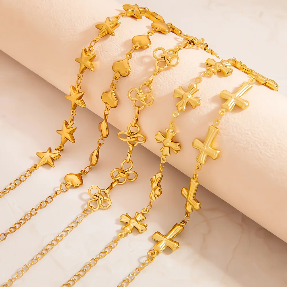 

Fashionable Stainless Steel Light Luxury Personalized High-end Feeling Star Cross Heart-shaped Non Fading Bracelet