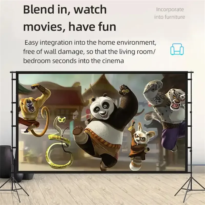 Projector Movie Screen Tripod, 100 120 150 Inch Quickfold Stand Projection Screen For Outdoor Theater Backyard Cinema - view 5