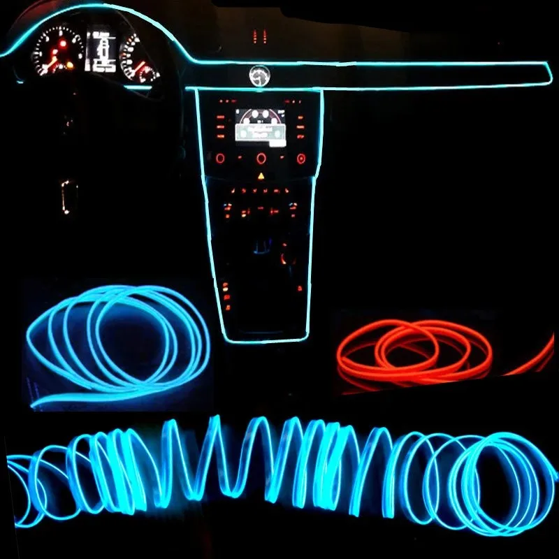 3/5M Car Environment El Wire LED USB Flexible Neon Interior Lights Car Decorative Accessories