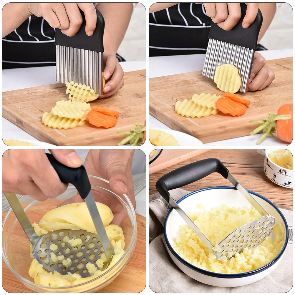 

Stainless Steel Potato Press Grater Slicer PP Garlic Crusher Black 430 Kitchen Tools Practical Beautiful Premium Materials