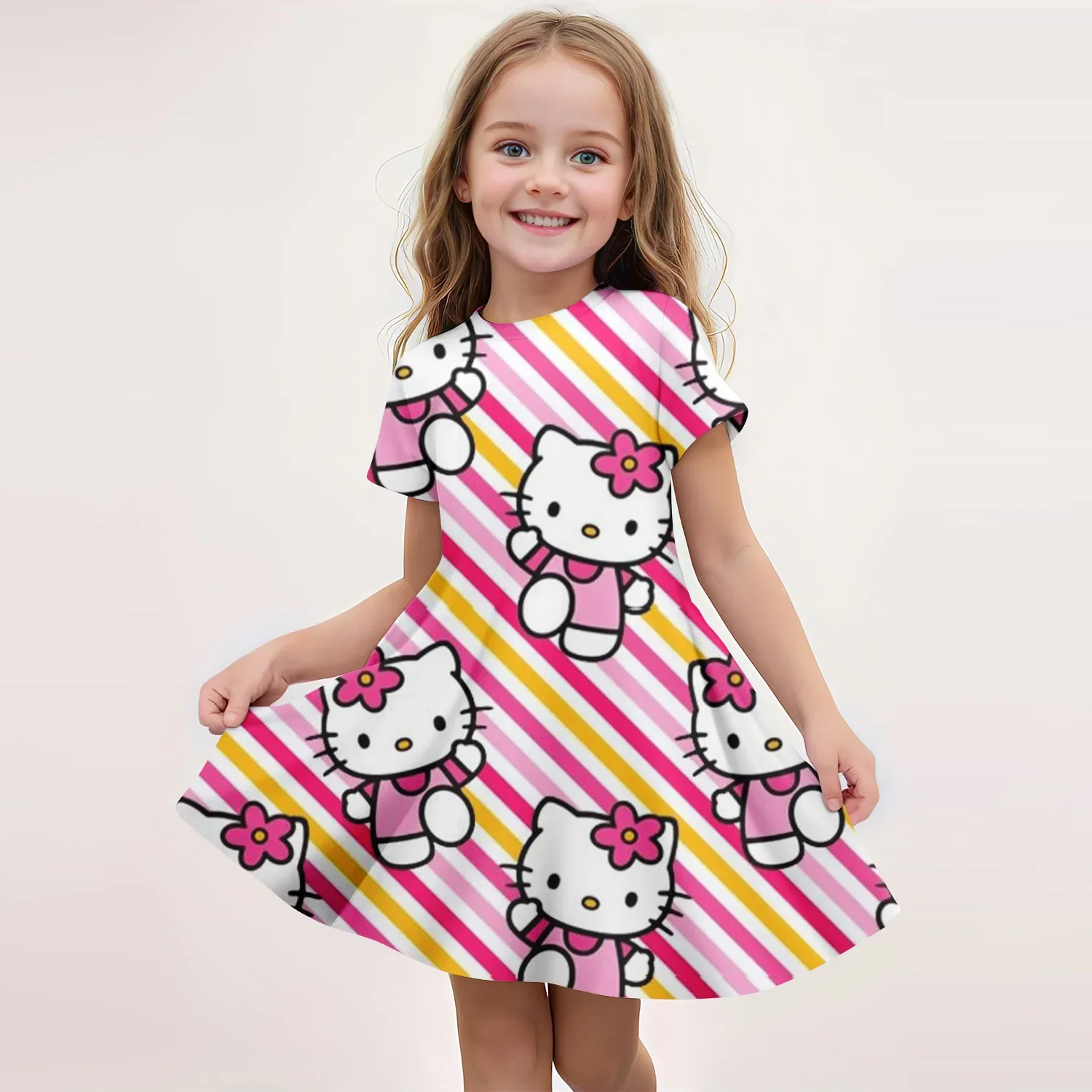 

Summer 2025 New Children's Cartoon 3-8 Year Old Dress Pajama Princess Girls Printed Pajama Children's Party Dress Pajama