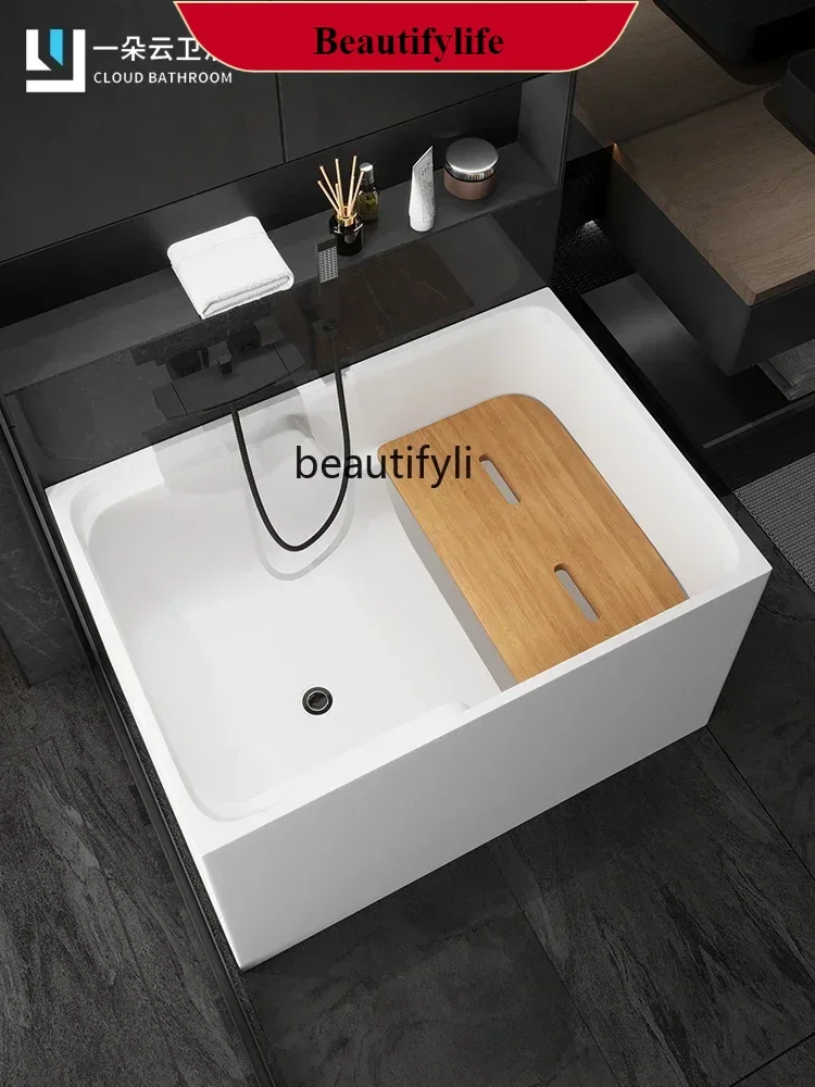 

F18 Bathtub Small Apartment Japanese Deep Bubble Household Acrylic Square Mini Independent Adult Sitting New Bathtub