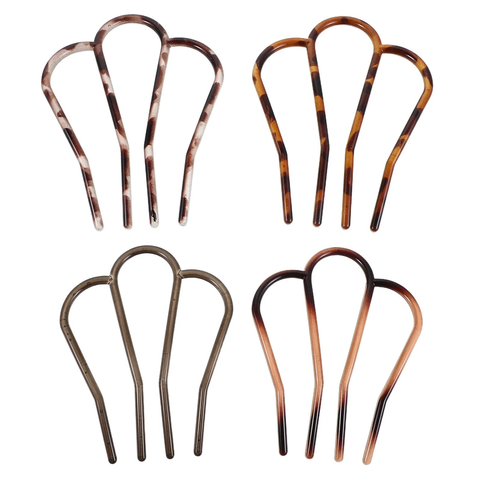 

Набор из 4 минималистичных U-образных гребней для волос с 4 зубцами и надежной фиксацией, боковые зажимы для свадебных и выпускных причесок, модный аксессуар для волос