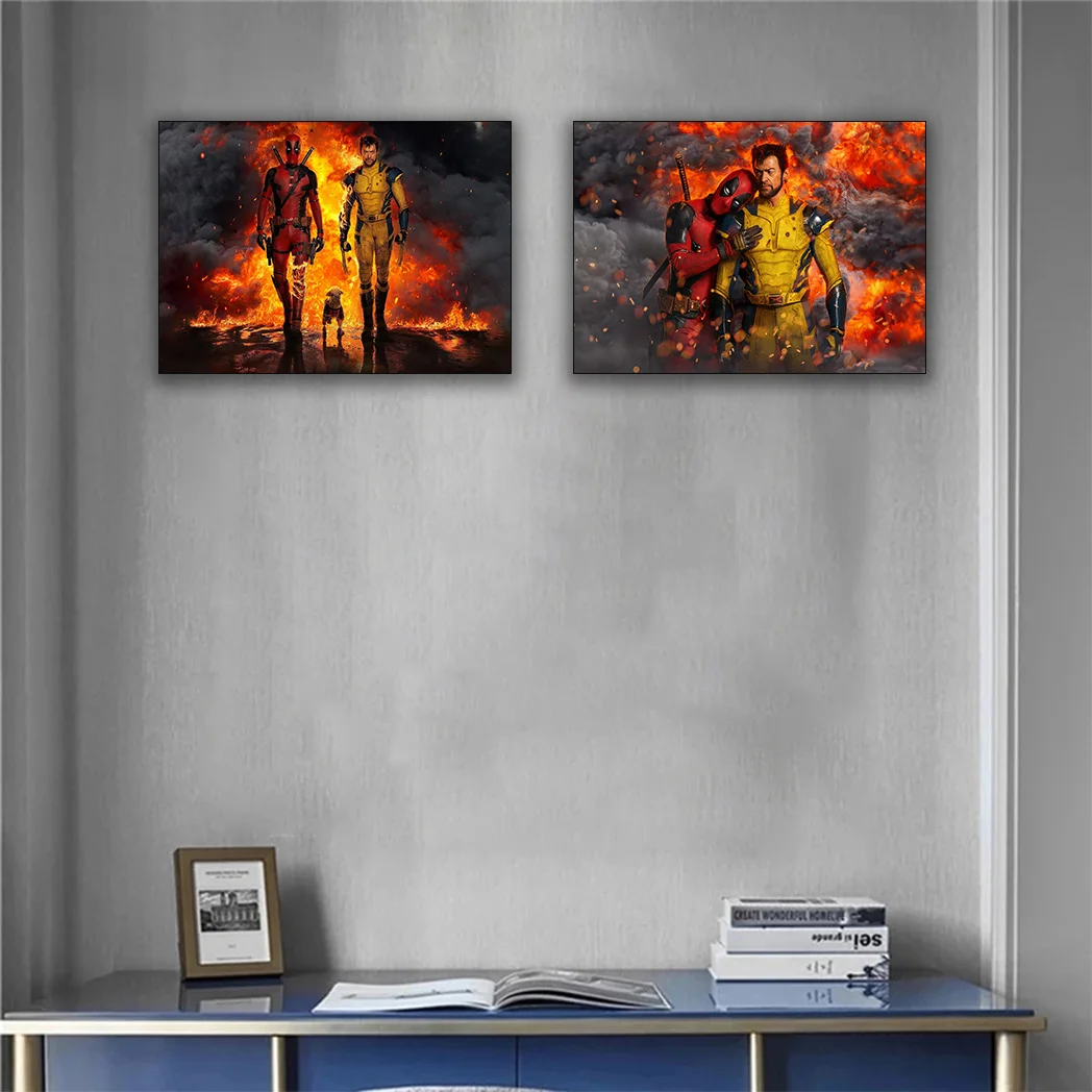 ملصقات فنية جدارية لفيلم مينيسو مارفل ديدبول ولفيرين، لوحات قماشية مضحكة لغرفة النوم وغرفة المعيشة لتزيين المنزل #4