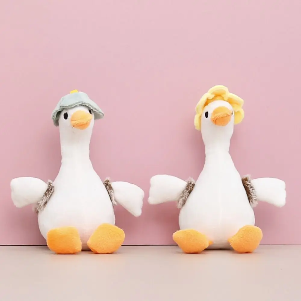 Flor grande ganso branco chaveiro estilo coreano pelúcia animal pingente dos desenhos animados mochila encantos dos desenhos animados brinquedo de boneca de pelúcia