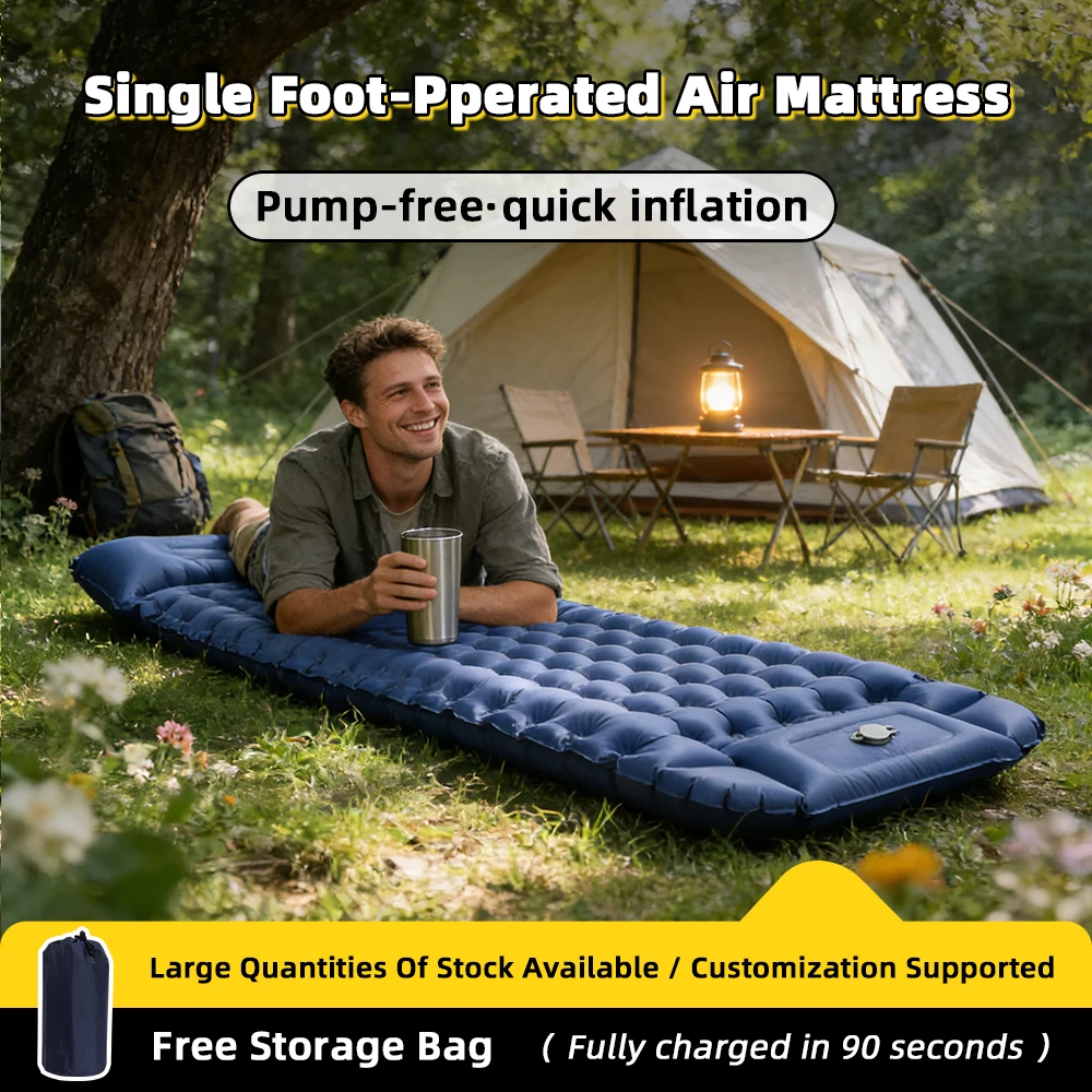 Camping Waterproof Ultralight Inflatable TPU Sleeping Pad Mattress Built-in Pillow Foot Pump  Hiking Backpacking air Bed