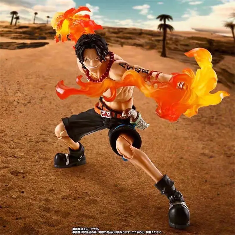 مجسم شخصية SHF Portgas D. Ace Fire Fist - نموذج مفصلي قابل للجمع من قطعة واحدة من Marineford War، إصدار أنيمي مكرر