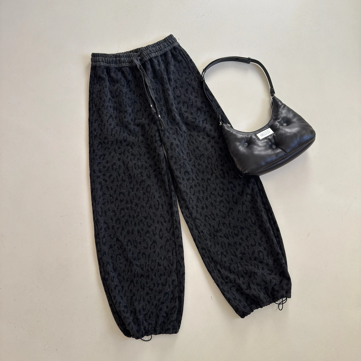 

Шерстяные повседневные брюки с леопардовым принтом и флисовой подкладкой, с высокой талией, эластичным низом, прямые, женские, модные, в корейском стиле, осень-зима