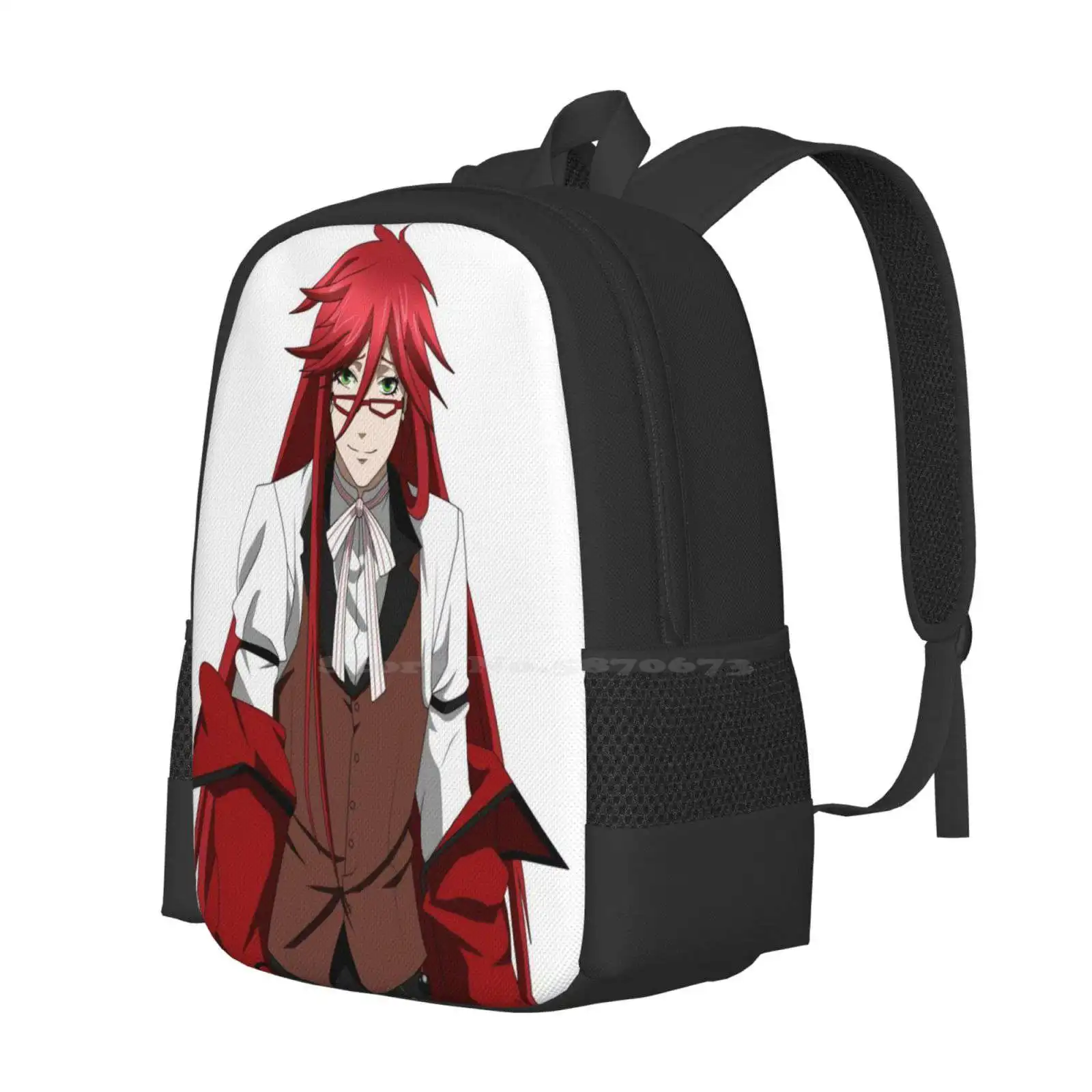 Grell Sutcliff Pattern Design Bagpack School Bags Grell Sutcliff Black Butler Kuroshitsuji Anime Manga Red Reaper Grim Reaper