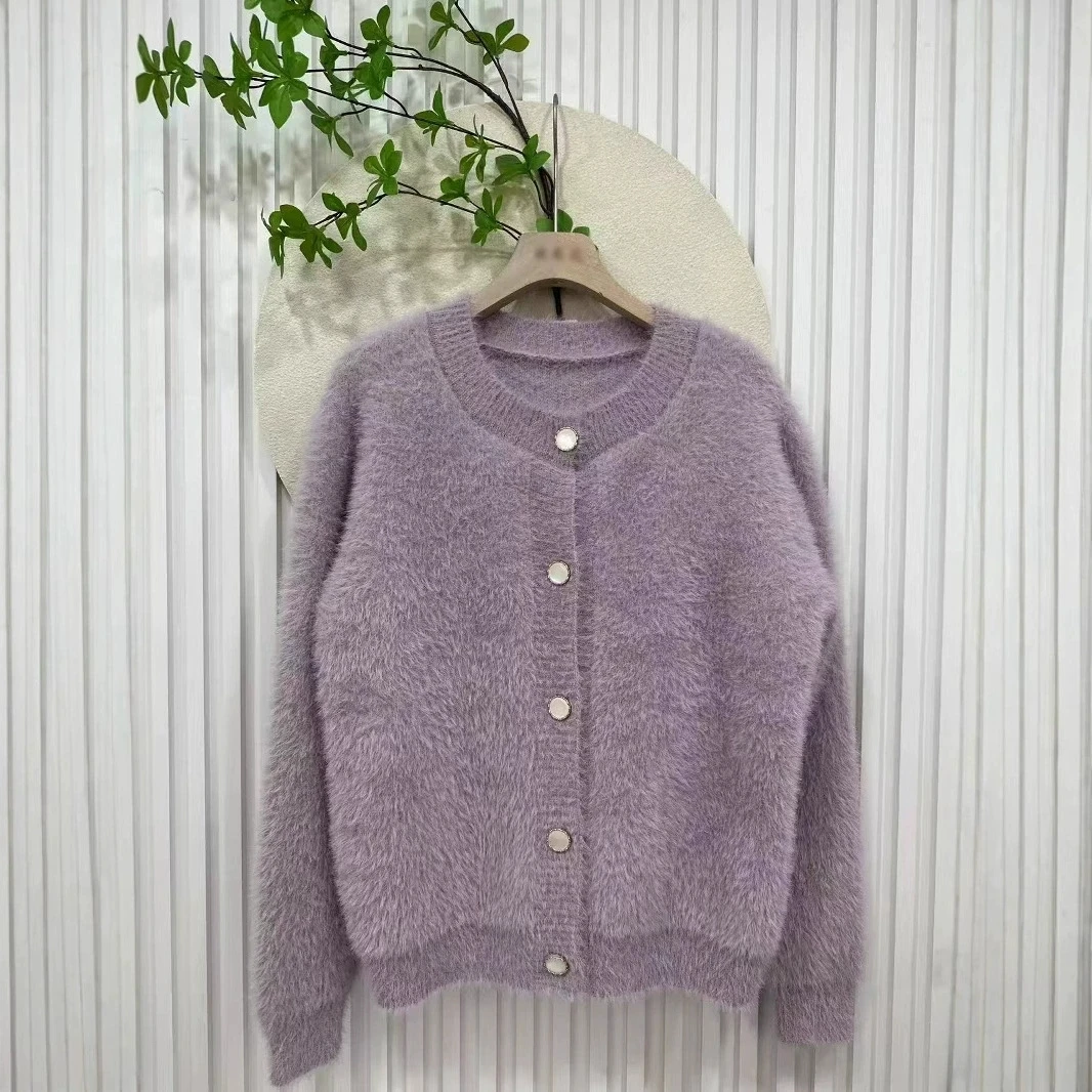 

Fragrance Imitation Mink Fur Sweater Jacket Autumn Winter Knitted Cardigan Paired Short Women