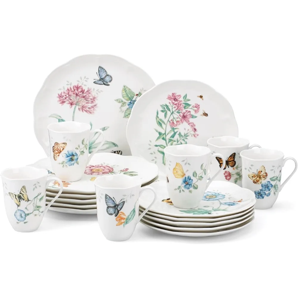 

Plate Sets, Butterfly Meadow 18-Piece Dinnerware Set WhitePlate Sets.