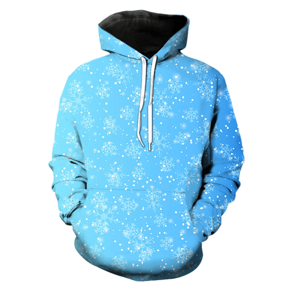 

Winter Snowflakes Men's Hoodies Cool Long Sleeve 3D Printed Unisex Casual Pullover Fashion Tops With Hood Jackets Oversized