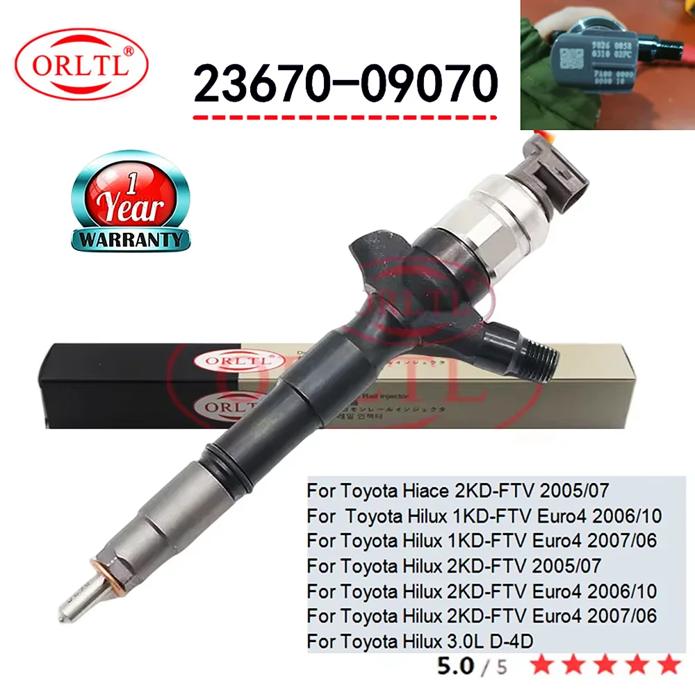 

Оригинальная топливная форсунка 23670-09070, дизельная форсунка 2367009070 для Toyota Hiace 2KD-FTV Hilux 3.0L D-4 23670 09070