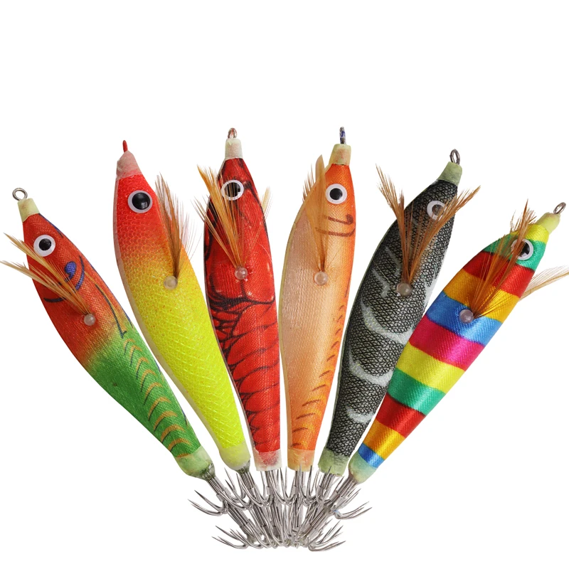 ZYZ Squid Bait Wood Shrimp Luminou 10.5cm Fake Squid Umbrella Explosive Hook Simulation Artificial Bait Sea Fishing Octopus Hook