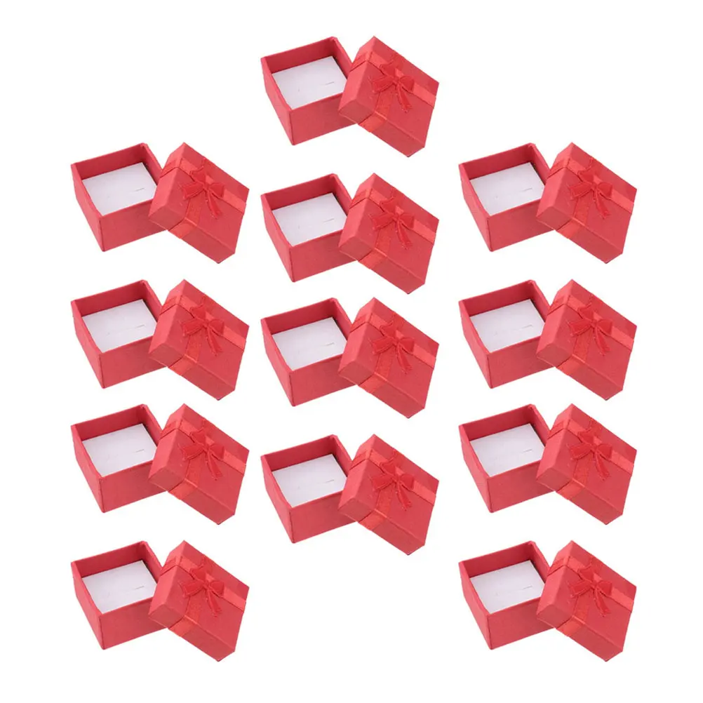 

12 Pcs Jewelry Box Ring Storage Case Red Color Simple High Grade Design ganizer Containers for Women Girls Gifts