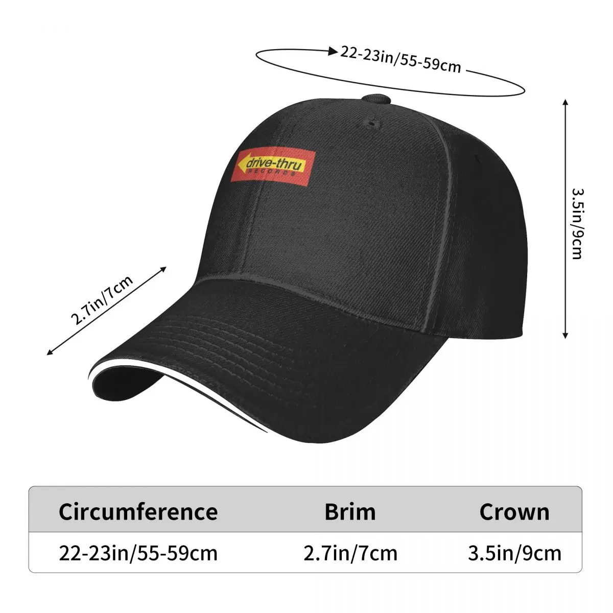 Drive-Thru Records Logo Baseball Cap Hood Hat Baseball Cap |-F-| Women's Beach Outlet Men's