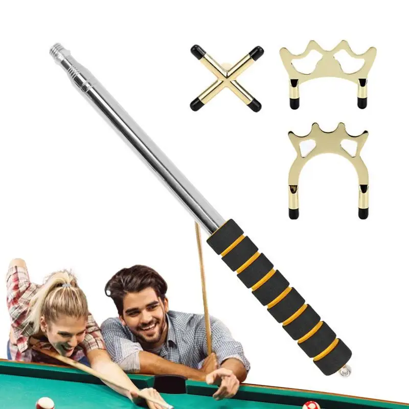 Pool Bridge Stick Retractable Anti-Slip Telescopic Pool Pole Removable Bridge Head Stainless Billiard Bridge Pole Table Game