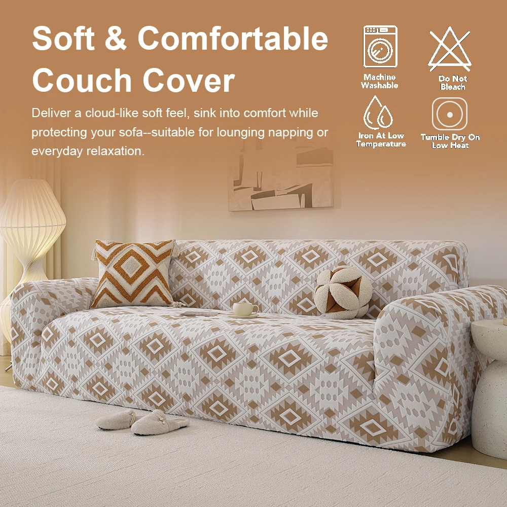 Bohemia Pattern Sofa Cover Dust-Proof Machine Washable Highly Elastic Pet-Friendly Fully Protected Sofa Protector