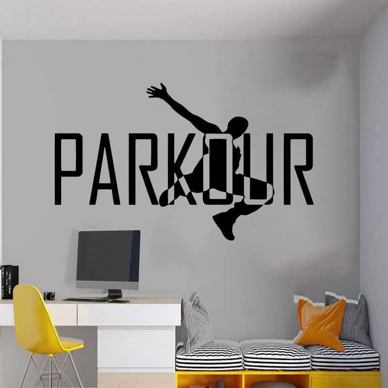 Boy Cool Wall Sticker, Parkour Free Runner Street Sports, Indoor Decal Home Wall Decor High Quality Vinyl Sticker  jx25