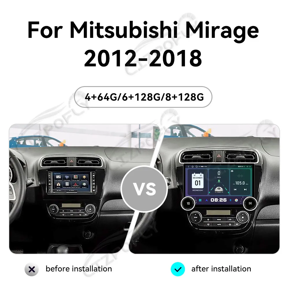 

Автомагнитола Lizpofly Upgrade 11.5 дюймов для Mitsubishi Mirage 2012–2018 с беспроводными Carplay и Android Auto, сенсорным экраном и GPS-навигацией