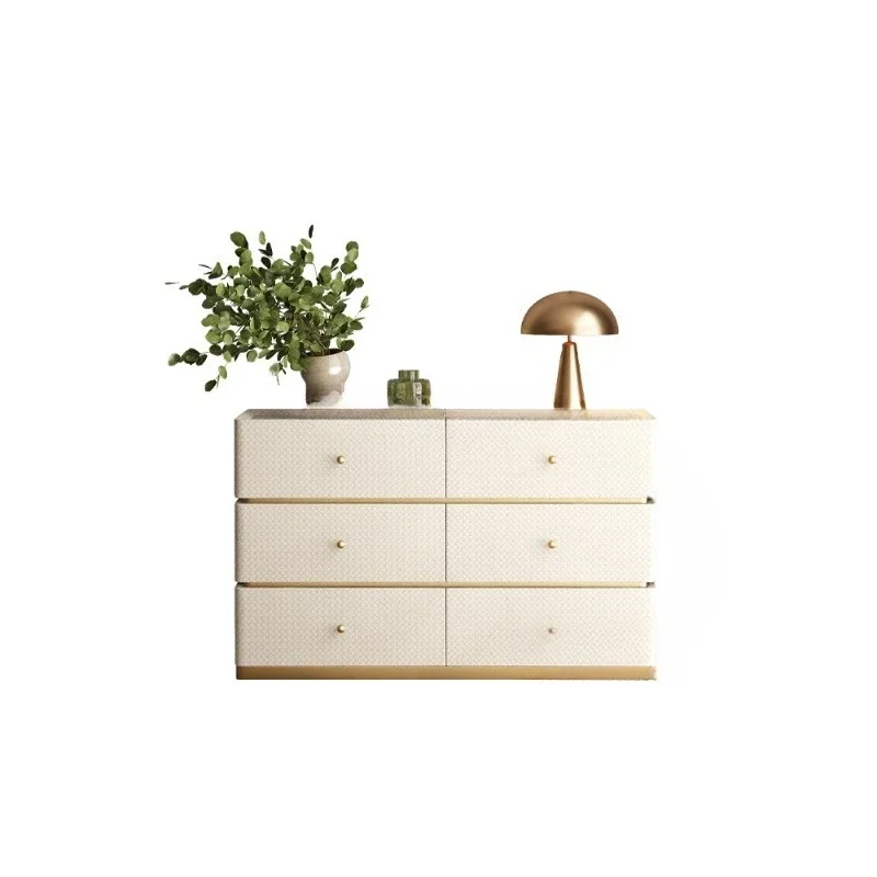 

Modern minimalist six-chest cabinet, bedroom solid wood storage, entrance cabinet, beige dining edge