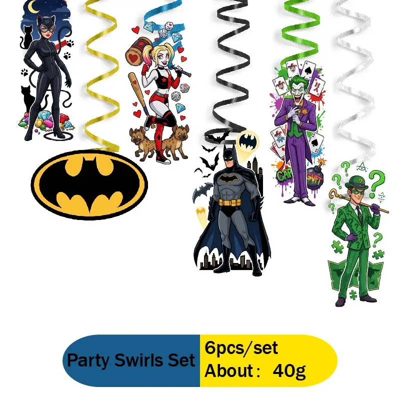Warner Bros. Batman-Motto Pappteller, Becher, Wimpelkette, Aufkleber – Happy Birthday Party Deko Einweggeschirr-Set – Detail 10