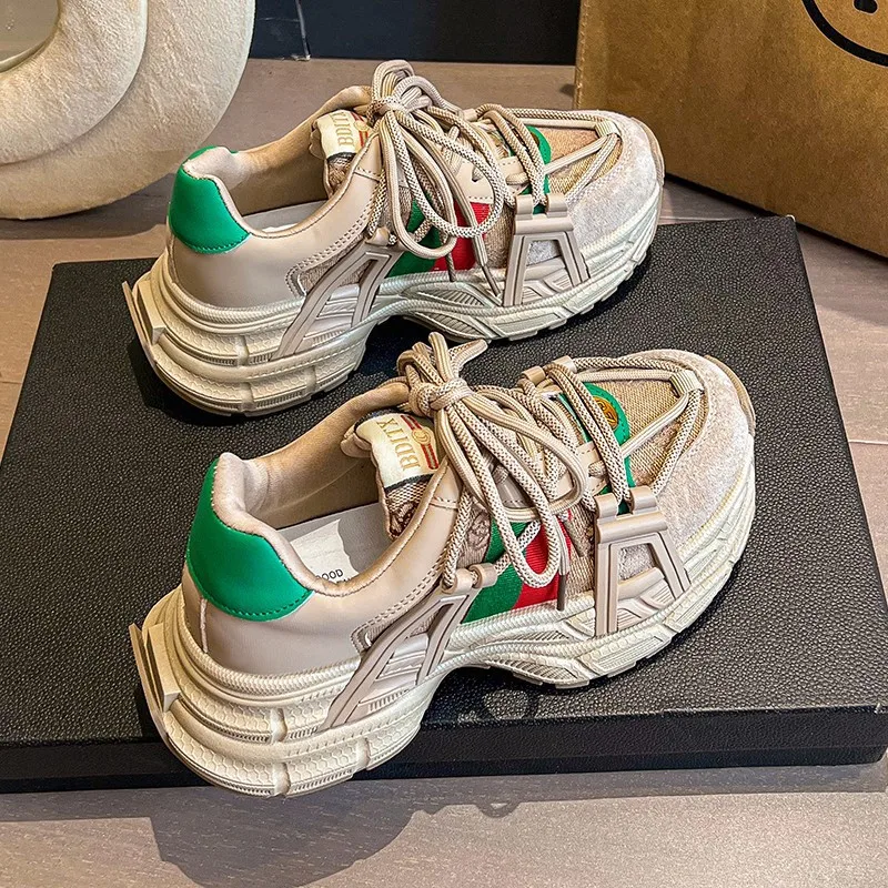 

Women's Dad Sneakers 2025 New Versatile Thick-Soled Height-Increasing Sneakers for Spring This Year