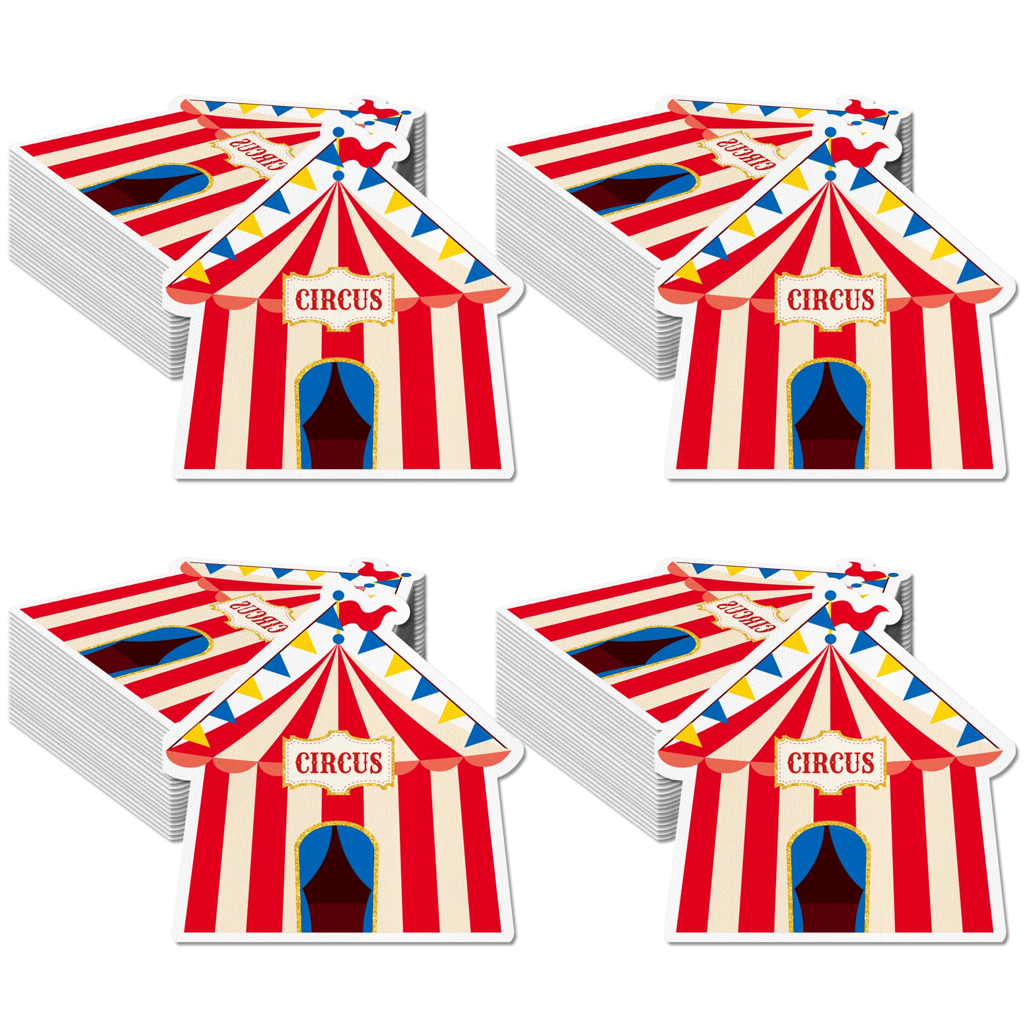 Serviettes en forme de maison de cirque, 20/40/60 pièces, pour décoration d'anniversaire, décoration de table en papier pour dîner, fournitures de fête de baby shower