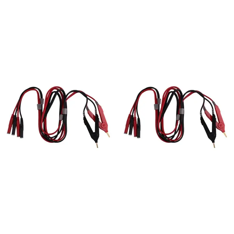 EYFL-4X 4-Wire Kelvin Test Lead Bottom Resistance With 4Mm Banana Plug Orichalcum Plated Probes For Electrical Testing