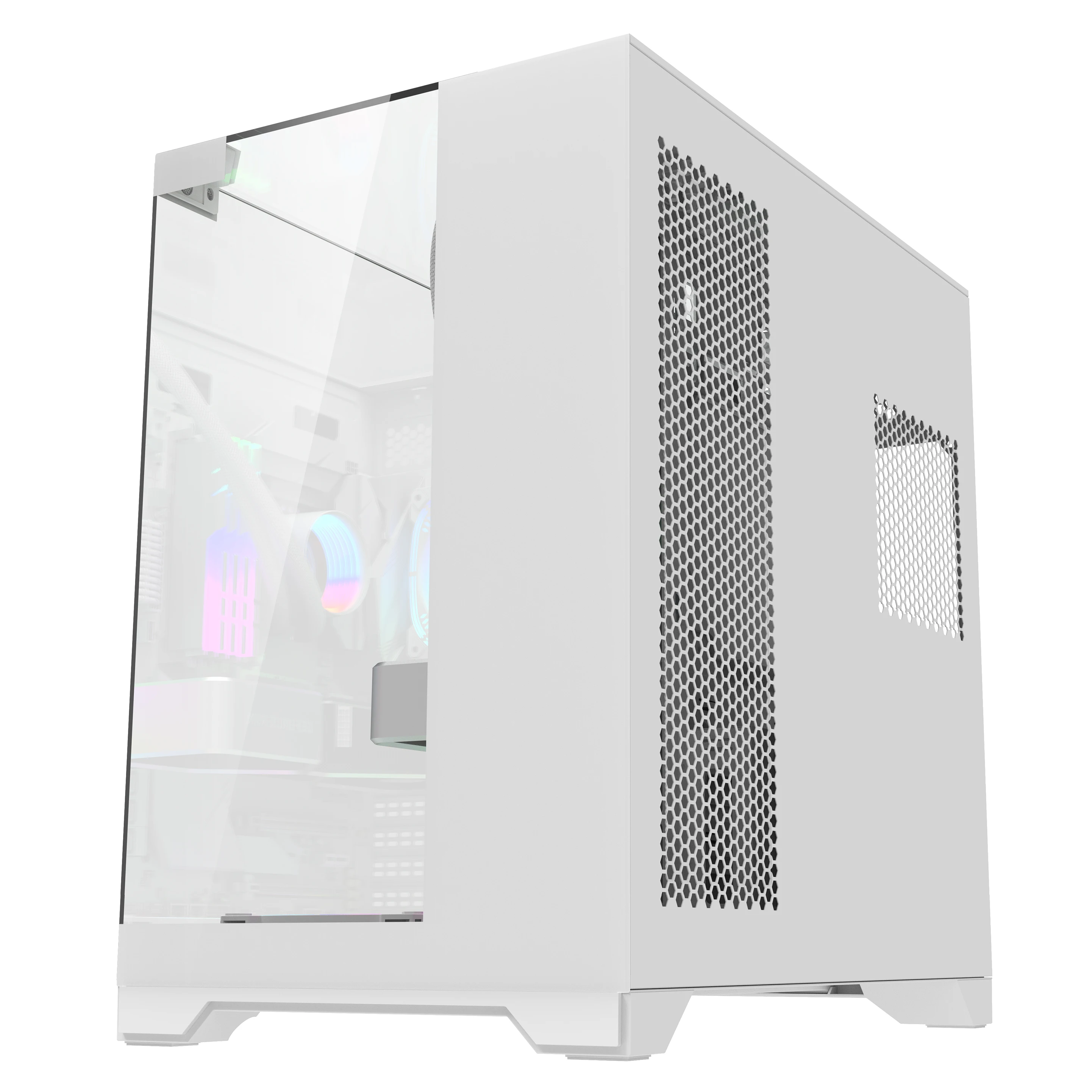 ATX كامل برج سطح المكتب قابل للإزالة الزجاج المقسى الأبيض غلاف الكمبيوتر خزانة وحدة المعالجة المركزية تبريد ألعاب الكمبيوتر أبراج #5