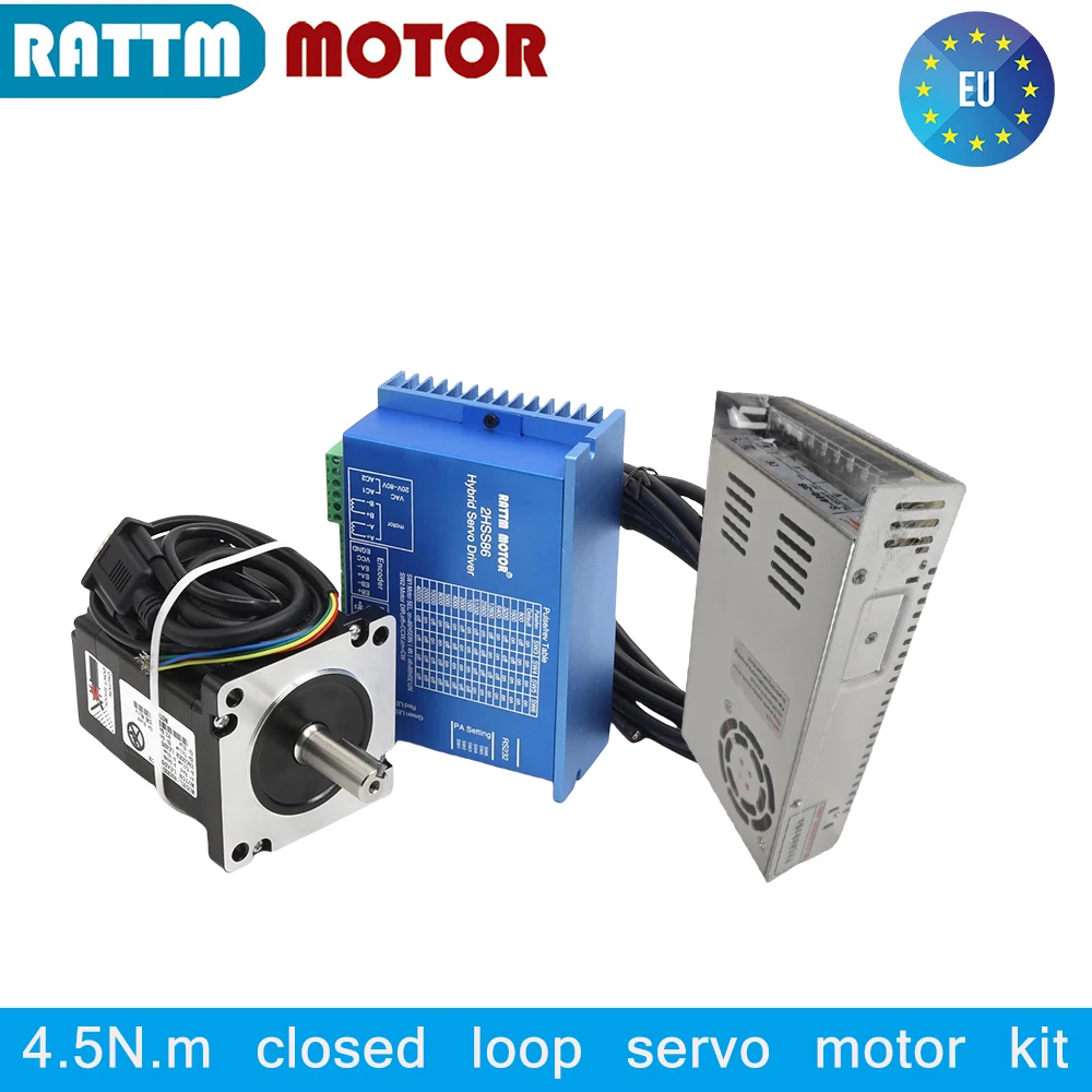 【 EU 】 4.5N.m Nema34 Closed Loop Servo motor With 2HSS86 Driver CNC Controller Kit