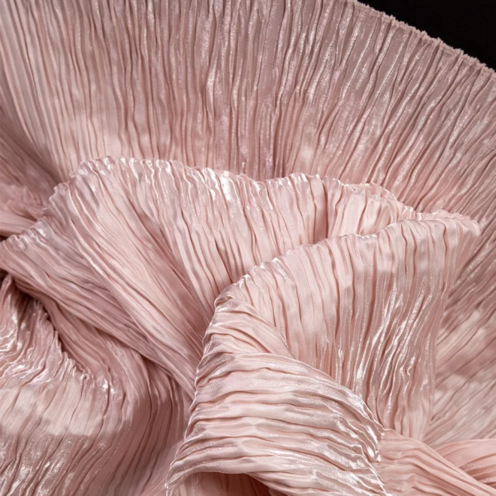 

Bright Luster Forged Pleated Fabric Polyter DIY Water-gloss Fabric Fabric Design 145cm Width Small Crinkle Fabric