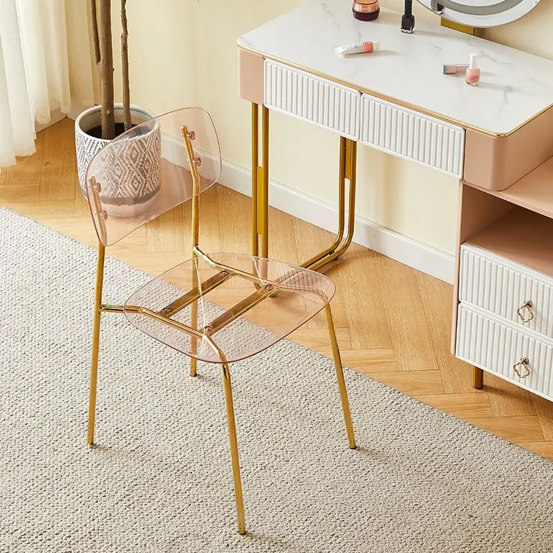 Plastic Design Computer Dining Chair Kitchen Dressing Backrest Transparent Living Chair Salon Metal Chaise Kitchen Furniture BZ