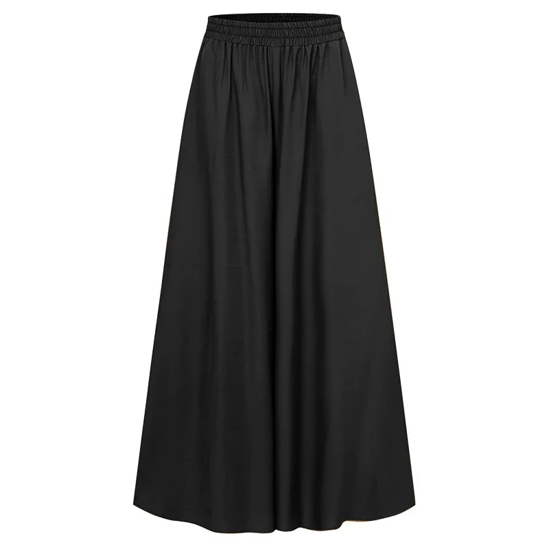 Spring And Summer Women's Plus Size Wide Leg Pants Ice Silk Fold Retro Minimalist Mid Rise Elastic Drape Straight Leg Trousers