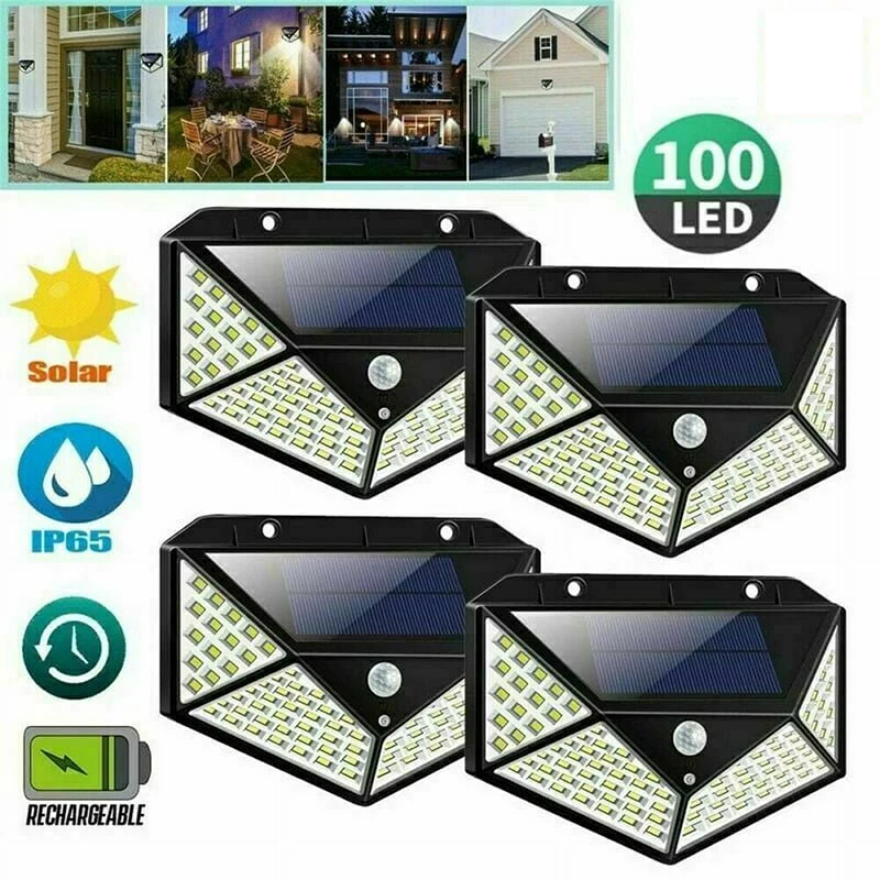 

1/2/4Pcs 100 LED Solar Wall Lights Outdoor Solar Lamp PIR Motion Sensor Solar Powered Sunlight Street Light for Garden Light