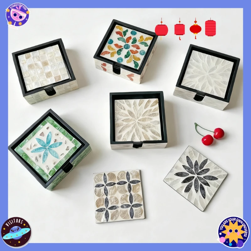 

1 шт., ручная роспись в виде ракушек Юго-Восточной Азии, роскошный коврик для чашки чая, креативный декор для рабочего стола и настольный дисплей