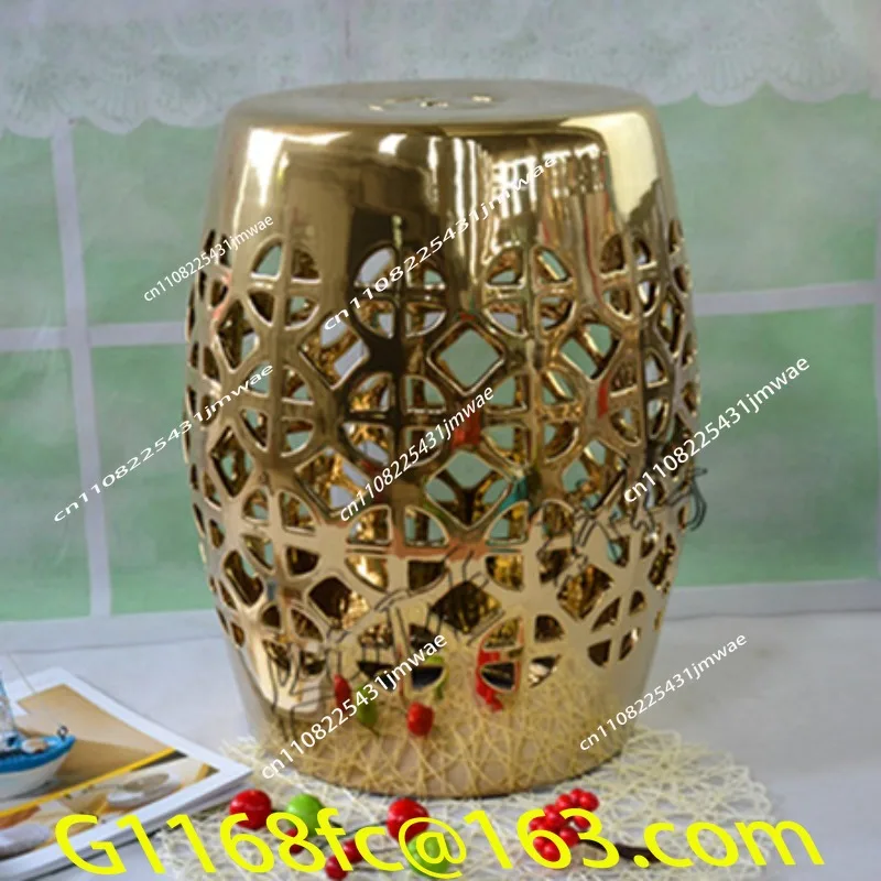 Light Luxury Modern Electroplated Local Tyrant Gold Silver Ceramic Drum Stool