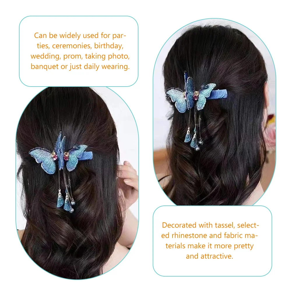 

Tassel Hairpin Rhinestone Butterflies Hair Decor Women Girls Accessories Chic Look Birthday Ceremony Hair Clips