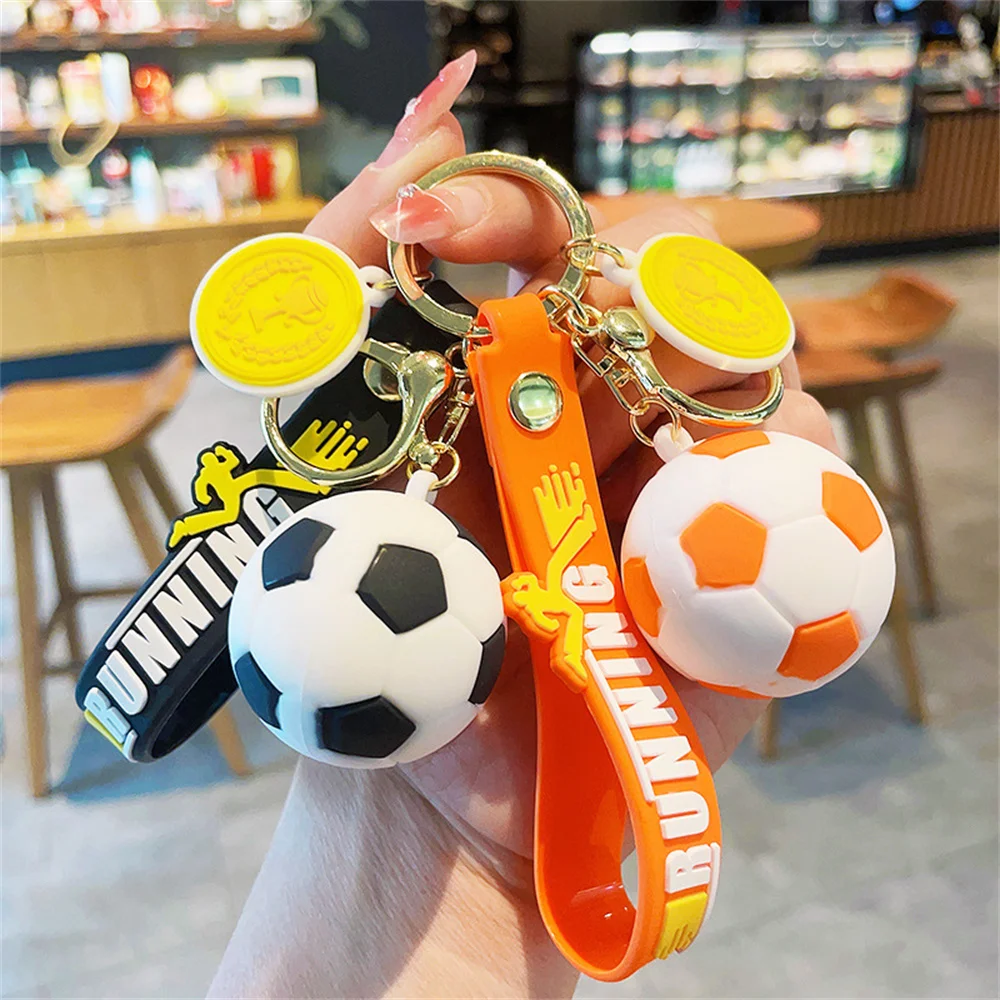 New Simulation Football Keychain PVC Soft Glue Soccer Car Pendant Keyring Bag Decoration Accessories Gift For Fan Women Men