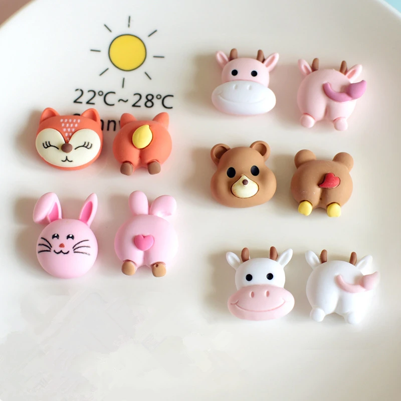 20Pcs Kawaii Animal Combination Flat Back Resin Hairpin Phone Cabochons Accessories DIY Scrapbook Crafts Supplies Mini Applique