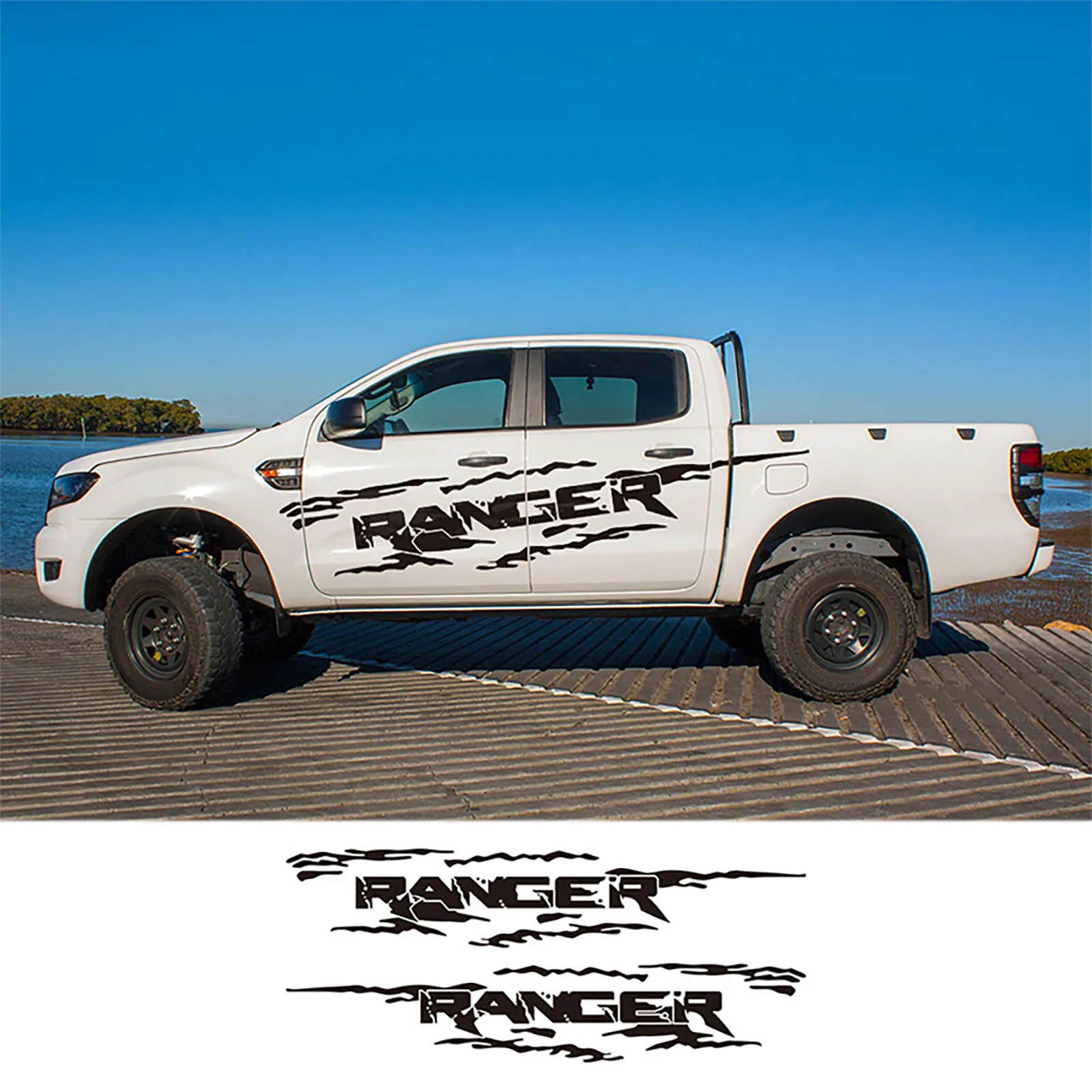 

2PCS For Ford Ranger Raptor Pickup Off Road Decals Car Styling Door Side Stickers Auto Vinyl Graphics Body Decor Car Accessories